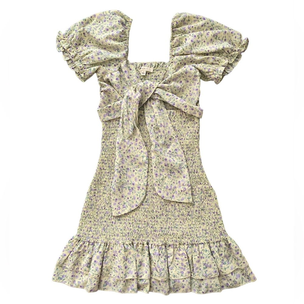 Mable tie front light yellow floral dress 👗 Free US shipping! 📦